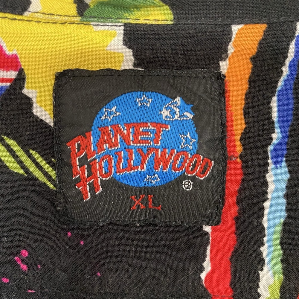 Vintage Planet Hollywood Shirt Mens XL Space Hawaiian Print Rayon Button Up 90s - Picture 5 of 14